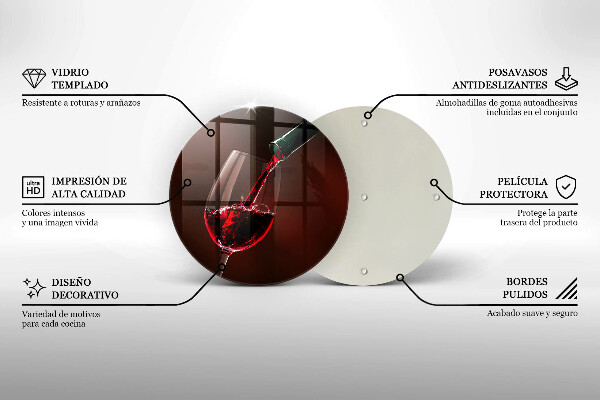 Tagliere in vetro temperato Un bicchiere di vino