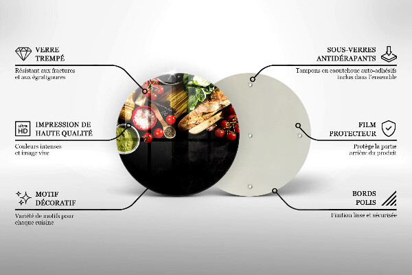 Tagliere in vetro temperato Ingredienti e spezie italiani