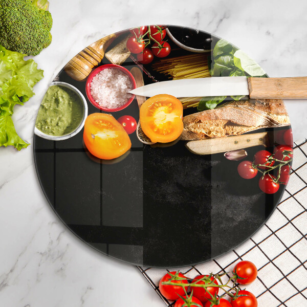 Tagliere in vetro temperato Ingredienti e spezie italiani