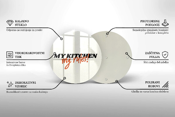 Tagliere in vetro temperato My kitchen my rules