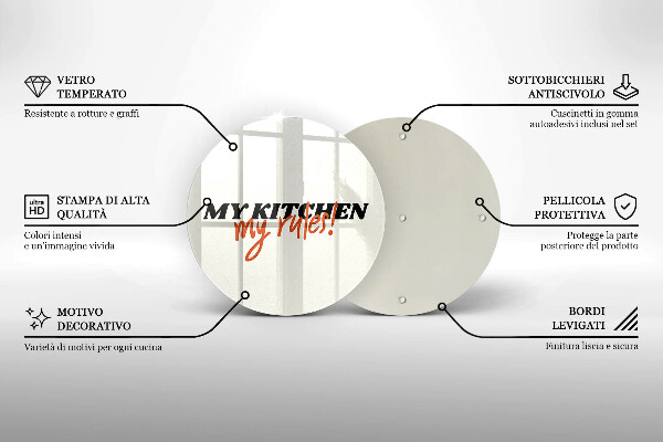 Tagliere in vetro temperato My kitchen my rules