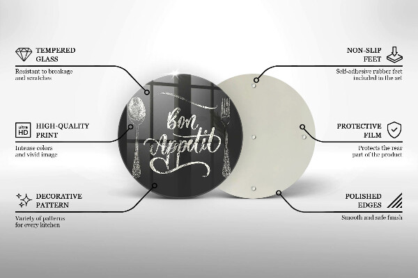 Tagliere in vetro temperato Iscrizione Bon Appetit