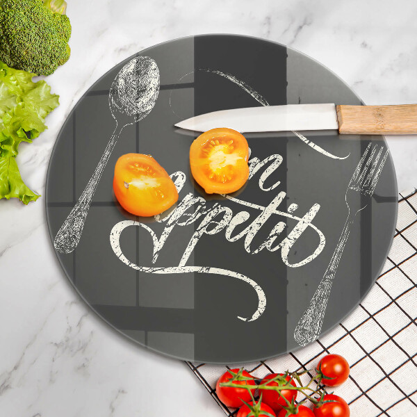 Tagliere in vetro temperato Iscrizione Bon Appetit