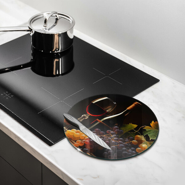 Tagliere in vetro temperato Bicchiere di vino e uva