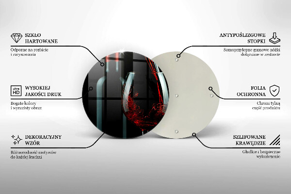 Tagliere in vetro Bottiglia e bicchiere di vino