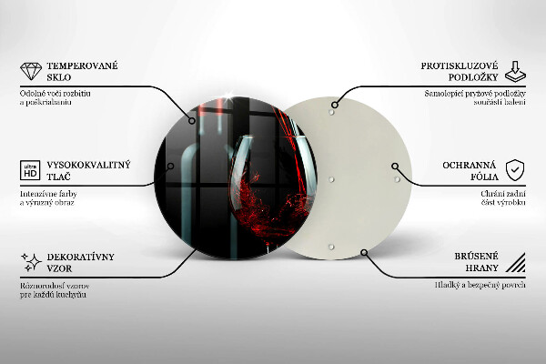 Tagliere in vetro Bottiglia e bicchiere di vino