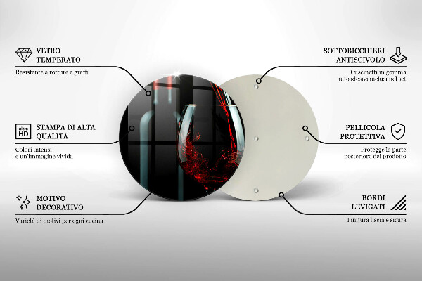 Tagliere in vetro Bottiglia e bicchiere di vino