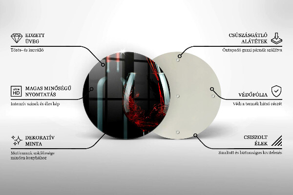 Tagliere in vetro Bottiglia e bicchiere di vino