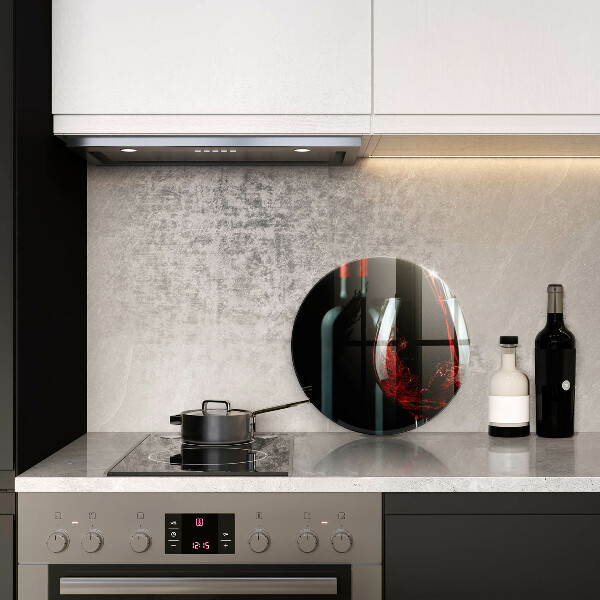 Tagliere in vetro Bottiglia e bicchiere di vino