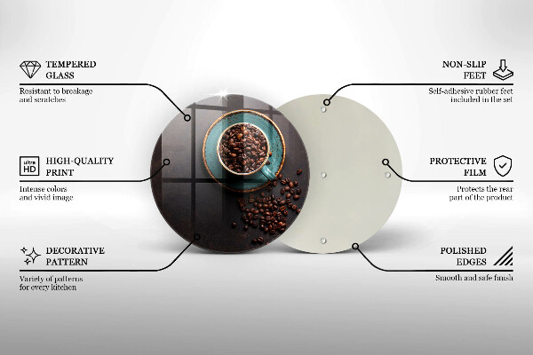 Tagliere in vetro temperato Una tazza di chicchi di caffè