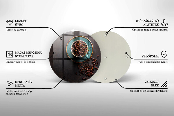 Tagliere in vetro temperato Una tazza di chicchi di caffè