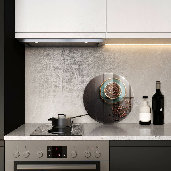 Tagliere in vetro temperato Una tazza di chicchi di caffè