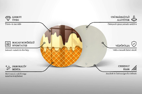 Tagliere in vetro temperato Illustrazione del cono gelato