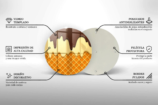 Tagliere in vetro temperato Illustrazione del cono gelato