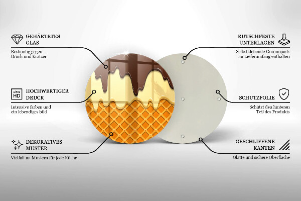 Tagliere in vetro temperato Illustrazione del cono gelato