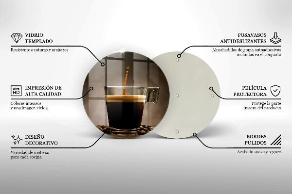Tagliere in vetro temperato Vetro e chicchi di caffè