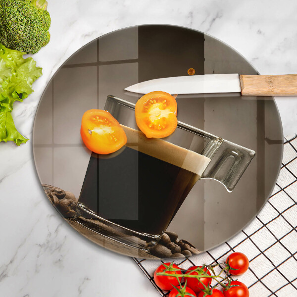 Tagliere in vetro temperato Vetro e chicchi di caffè