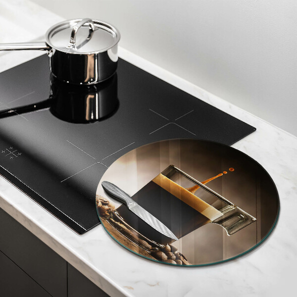 Tagliere in vetro temperato Vetro e chicchi di caffè