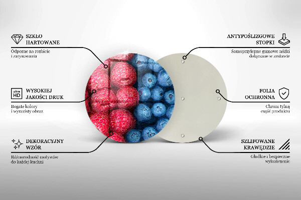 Tagliere in vetro temperato Frutti di lampone e mirtillo