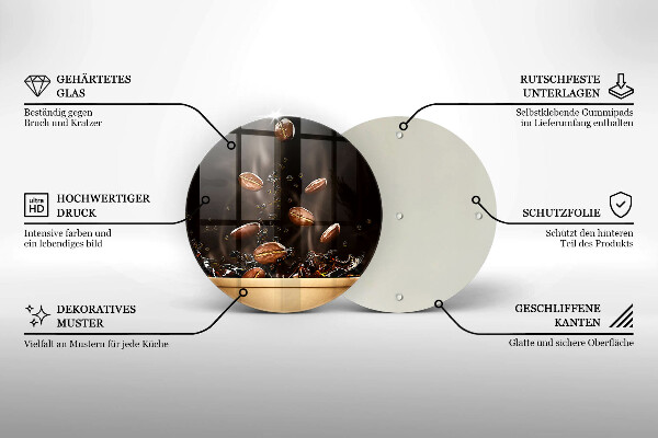 Tagliere in vetro temperato Chicchi di caffè caldi