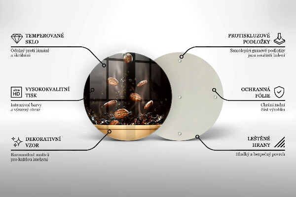 Tagliere in vetro temperato Chicchi di caffè caldi