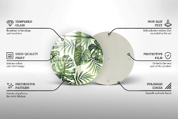 Tagliere in vetro Monstera lascia l'illustrazione