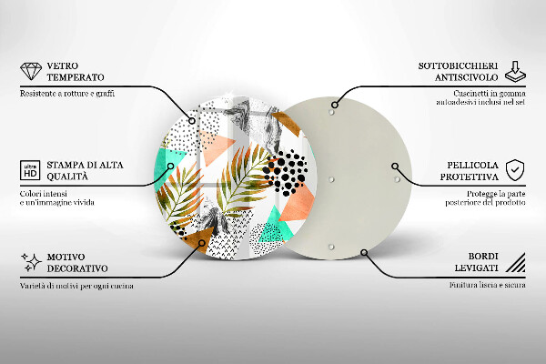 Tagliere in vetro Modello di foglie Boho