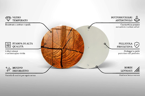 Tagliere in vetro Struttura in tronco di legno