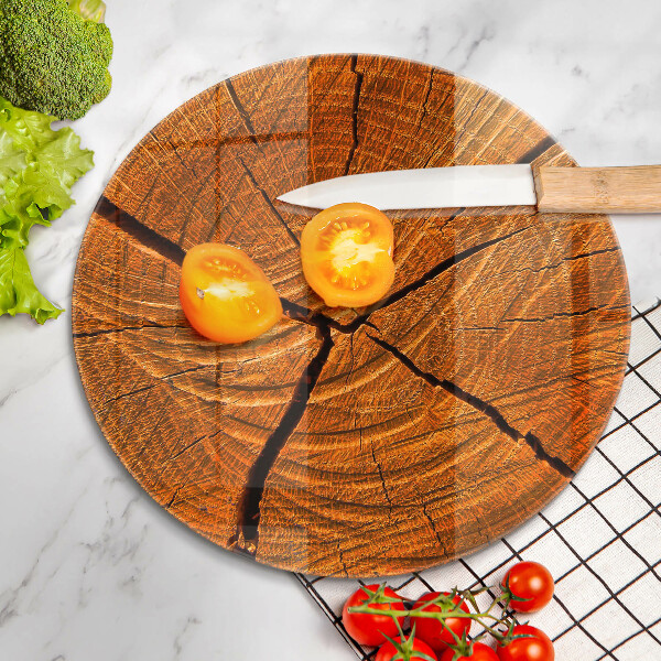 Tagliere in vetro Struttura in tronco di legno