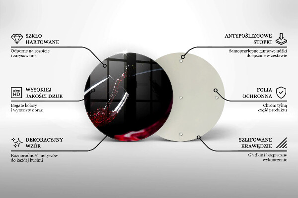 Tagliere in vetro Un bicchiere di vino rosso