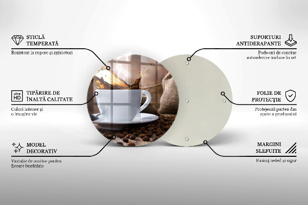 Tagliere in vetro Tazza e chicchi di caffè