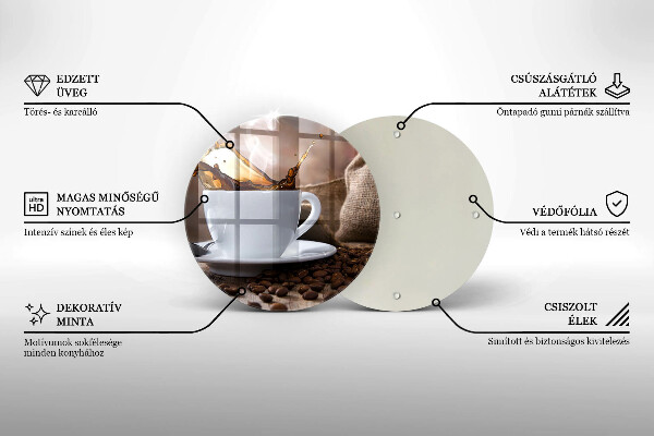 Tagliere in vetro Tazza e chicchi di caffè