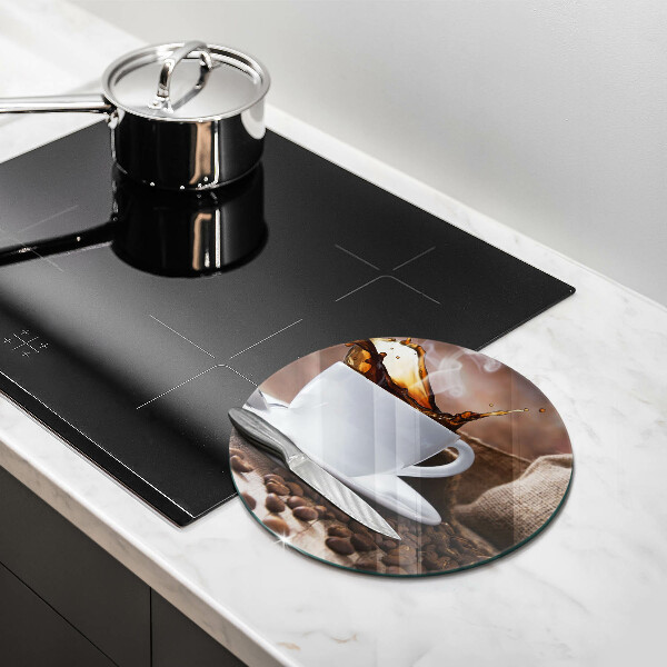 Tagliere in vetro Tazza e chicchi di caffè