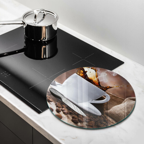 Tagliere in vetro Tazza e chicchi di caffè