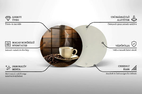 Tagliere in vetro Tazzina da caffè in legno