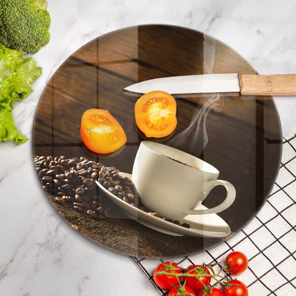 Tagliere in vetro Tazzina da caffè in legno