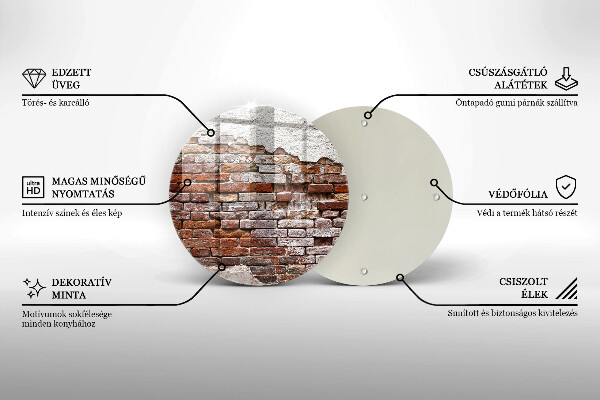 Tagliere in vetro Vecchio muro di mattoni e cemento