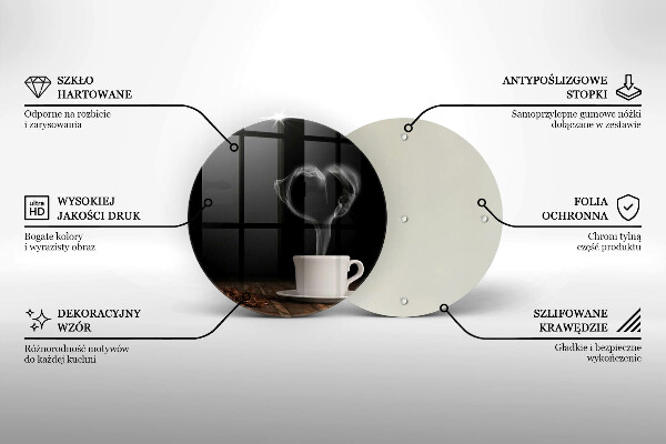 Tagliere in vetro Cuore della tazza di caffè