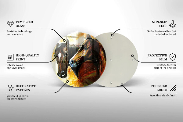 Tagliere in vetro temperato Animali cavalli