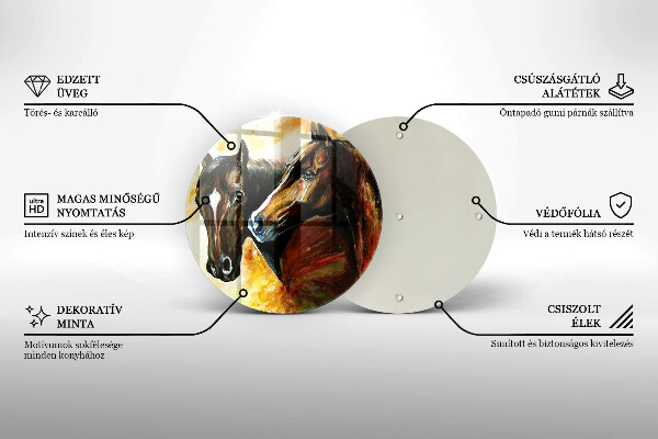 Tagliere in vetro temperato Animali cavalli