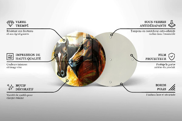 Tagliere in vetro temperato Animali cavalli