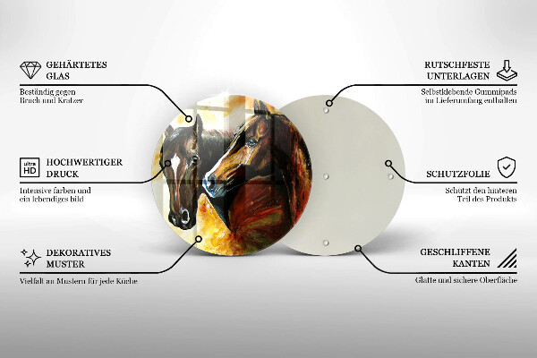 Tagliere in vetro temperato Animali cavalli