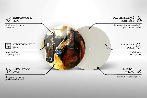 Tagliere in vetro temperato Animali cavalli