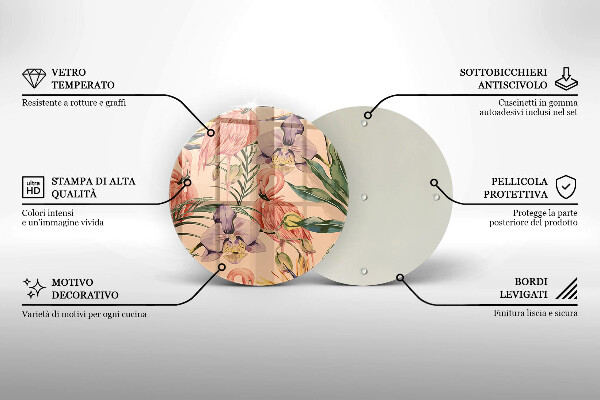 Tagliere in vetro Illustrazione dei fenicotteri