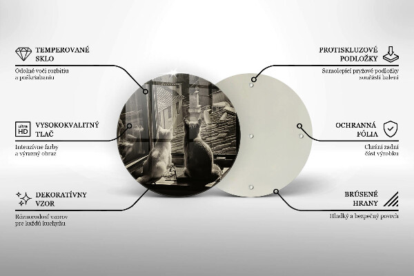 Tagliere in vetro Città e finestra dei gatti