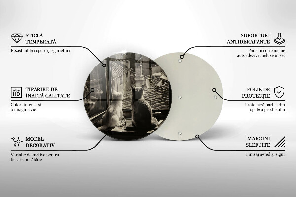 Tagliere in vetro Città e finestra dei gatti