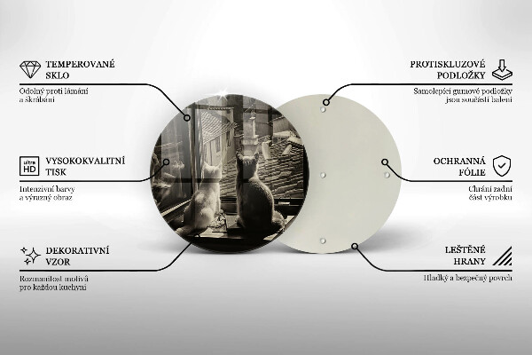 Tagliere in vetro Città e finestra dei gatti