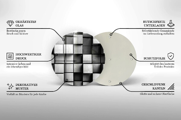Tagliere in vetro Quadrati astratti 3D