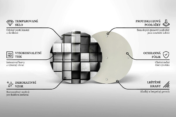 Tagliere in vetro Quadrati astratti 3D