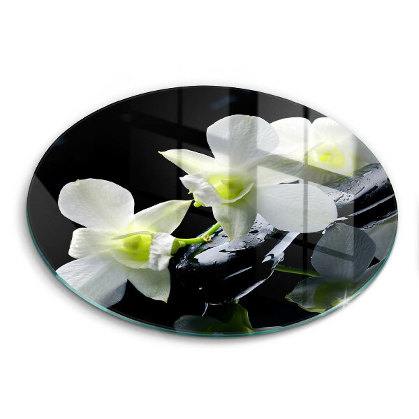 Tagliere in vetro Fiori bianchi nell'acqua Zen